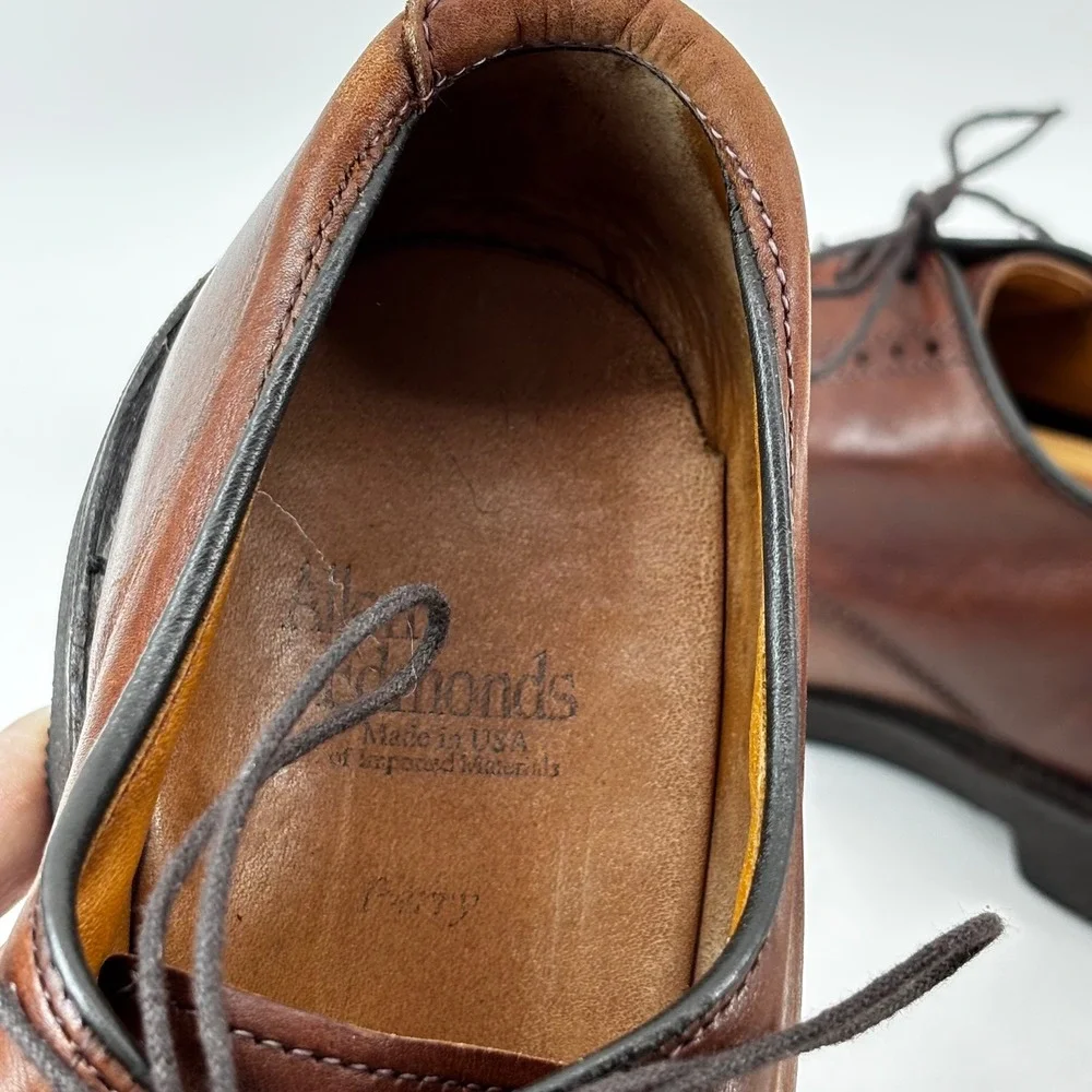 Allen Edmonds Wilbert Brown Leather Cap Toe Derby Comfort Shoes Mens 10 D